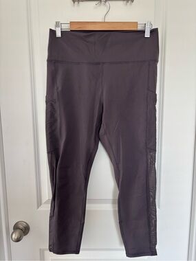 Fabletics Gray High-Waist Leggings with Side Mesh Panels